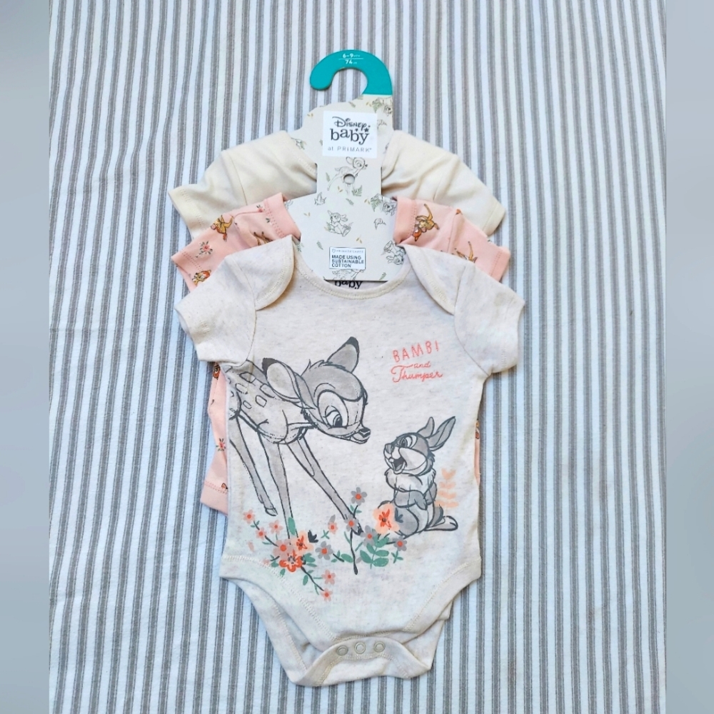 Disney Bambi x Primark 3pk of 6-9M onesies